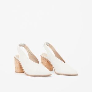 COS White Slingback Block Heel with Cork Heel